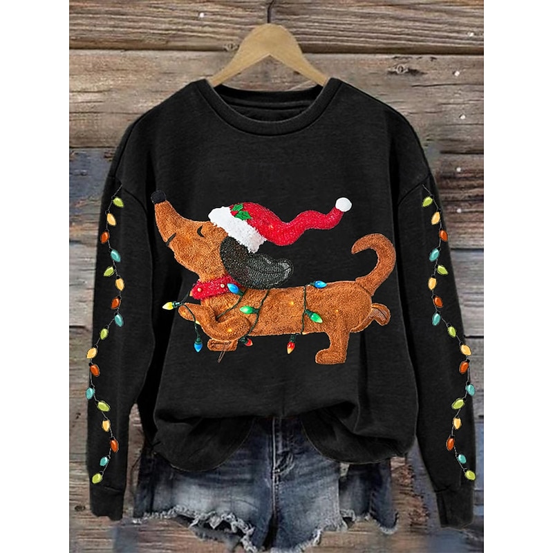 Women's Pullover Sweatshirt Graphic Animal Casual Long Sleeve Crew Neck Round Neck Regular Tops Home Work Street Black Red Green Spring Winter3