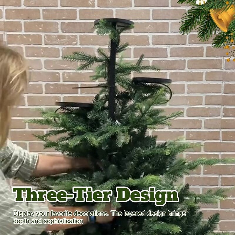 Christmas Triple Tree Topper Shelf for Christmas Tree Metal Candle Holder Decorative Iron Art Christmas Holiday Star Top Decoration Festive Home Party Ornament Centerpiece2