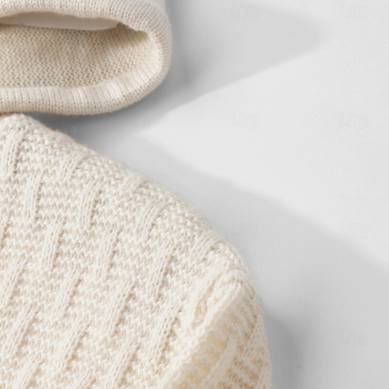 Men's Pullover Sweater Jumper Knit Sweater Ribbed Knit Regular Tops Knitted Color Block Hooded Fashion Basic Vacation Daily Wear Clothing Apparel Fall Winter Green S M L4