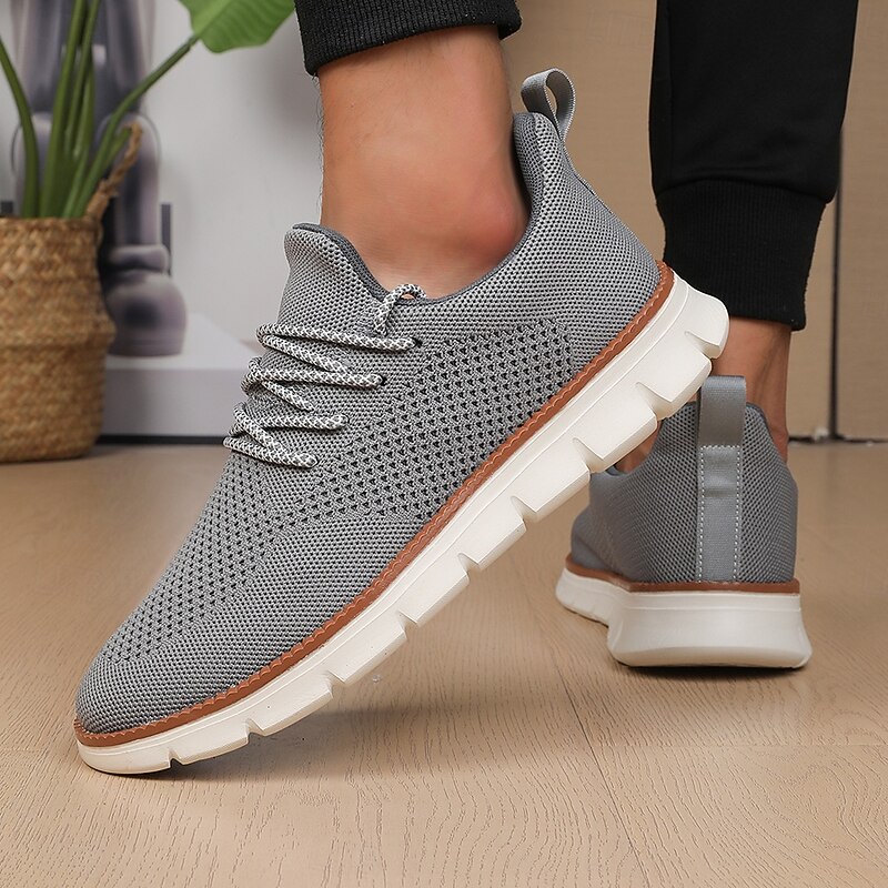 Men's Lightweight Gray Breathable Knit Sneakers – Casual Sport Running Shoes for Gym, Walking and Everyday Activities3