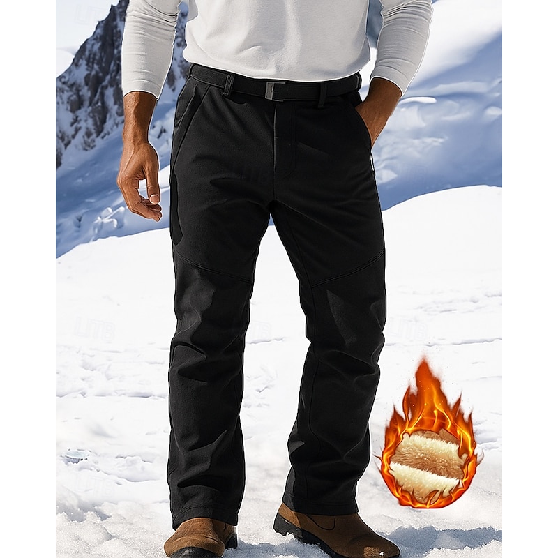Men's Hiking Pants Trousers Waterproof Hiking Pants Fleece Pants Winter Outdoor Regular Fit Waterproof Windproof Warm Pants / Trousers Pocket Black White Camping / Hiking Hunting Climbing S M L