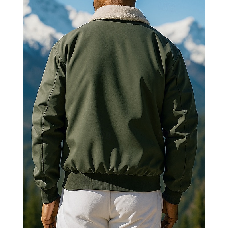 Men's Bomber Jacket Hiking Jacket waterproof jacket Outdoor Waterproof Windproof Hiking Outfits Hiking Clothes Winter Autumn / Fall Top Fishing Camping / Hiking / Caving Running Solid Color Black2