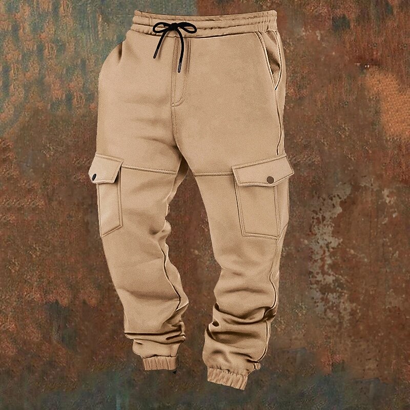 Men's Sweatpants Fleece Pants Joggers Trousers Winter Pants Drawstring Pocket Elastic Waist Plain Comfort Warm Sports Outdoor Daily Fashion Casual Black Wine Micro-elastic