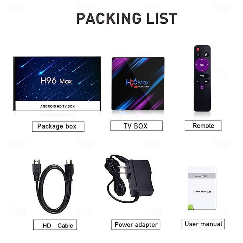 H96 Max Smart Android 9.0 TV Box RK3318 Quad Core 64 Bit UHD 4K VP9 H.265 2GB / 16GB 2.4G / 5G WiFi BT4.0 HD Media Player TV Box3