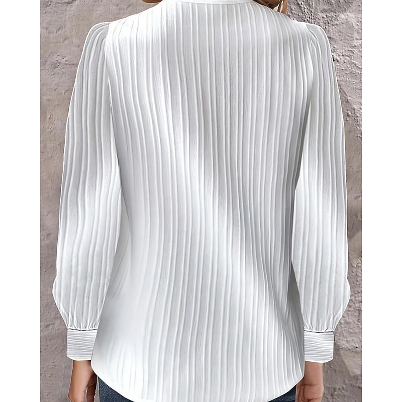 Women's Shirt Blouse Plain Stylish Long Sleeve Asymmetrical Regular Tops Holiday Going out Buttons Black White Spring Fall2