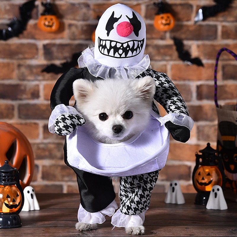 Medium Breeds Polyester Funny Devil Cartoon Dog Costume - Halloween Pet Transformation Outfit Pullover Design