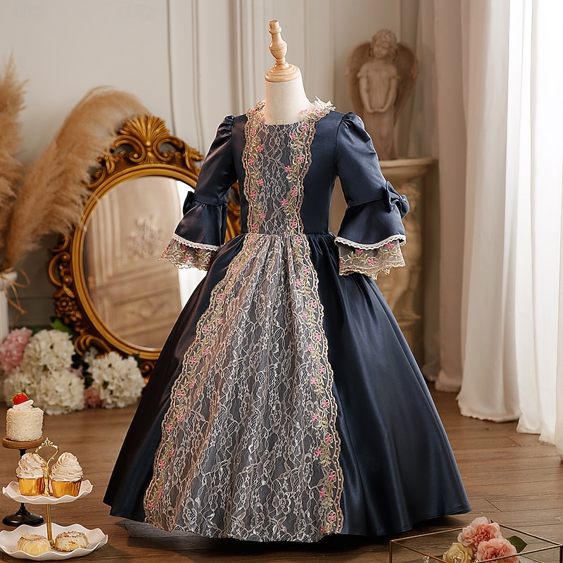 Rococo Victorian Steampunk Maxi Party Costume Accessories Bell Sleeve Princess Bow Retro Ball Gown Point Fancy Dress Girls' Royal Christmas Halloween Carnival Masquerade Wedding Party Kid's Child's4