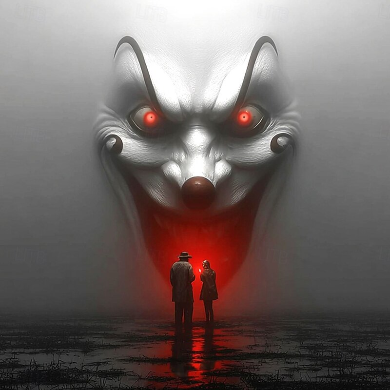 Halloween Men's Optical Illusion Creepy Clown 3D T Shirt Short Sleeve T shirt 3D Print Crew Neck Shirt Exaggerated Designer Horror Party Street Holiday White Dark Blue Summer Spring All Seasons2