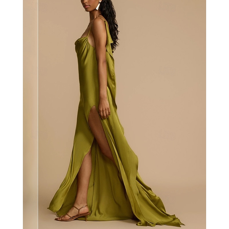 Women's Long Dress Maxi Dress Party Dress Cocktail Dress Satin Dress Slip Dress Fashion Modern Party Special Occasion Evening Party Regular Fit Plain Sleeveless Straps Green Spring Fall4
