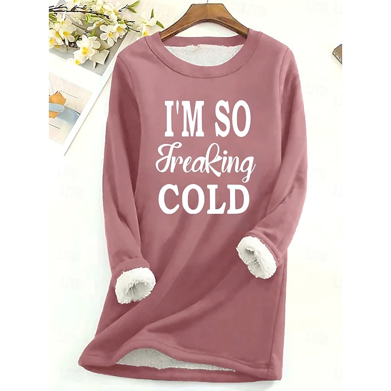 Women's Pullover Sweatshirt Graphic Letter Warm Casual Fuzzy Long Sleeve Crew Neck Round Neck Regular Tops Street Casual Light Pink Black Yellow Pink Red Spring Fall Winter3