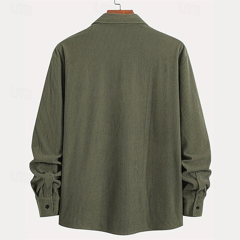 Men's Lightweight Jacket Shirt Jacket Casual Jacket Shacket Vacation Daily Breathable Pocket Spring Fall Plain Fashion Classic Lapel Regular Black Blue Army Green Gray Jacket3