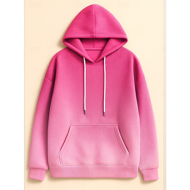 Women's Pullover Hoodie Sweatshirt Graphic Rainbow Abstract Casual Boho Long Sleeve Hooded Regular Tops Street Dailywear Print Front Pocket Maroon Pink Fall Winter