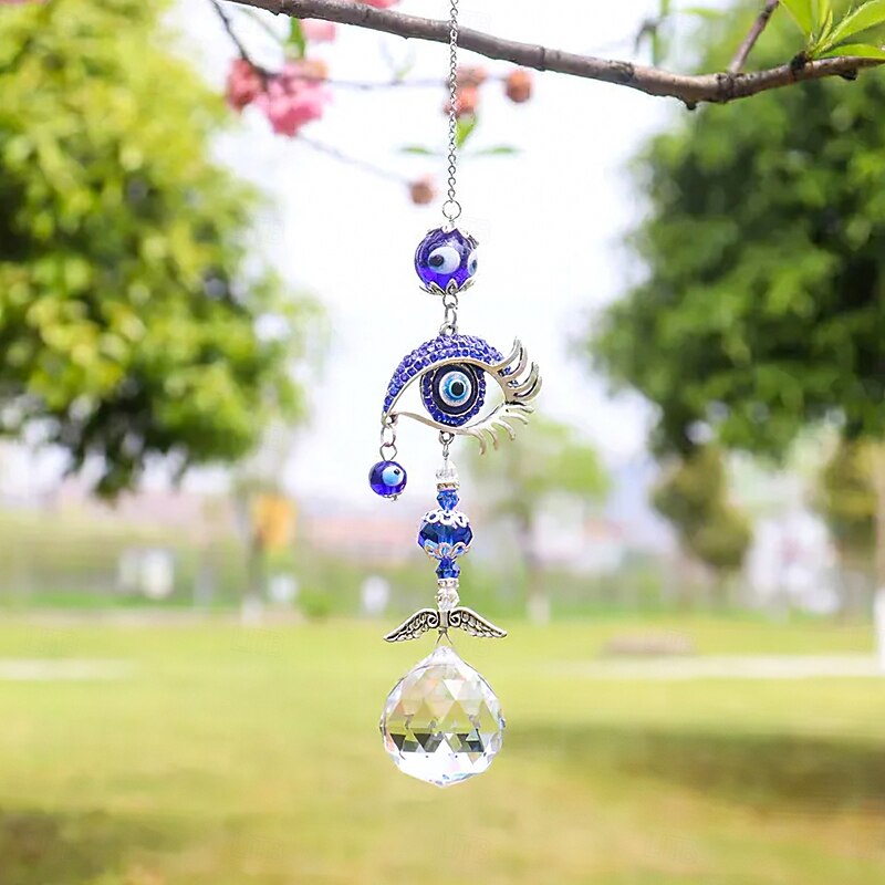 1PC Devil's Eye Crystal Sun Catcher Decorative Pendant Suitable for Hanging Decoration and Warm Gifts in Gardens Terraces Courtyards Porches and Balconies. It Can Be Used Both Indoors and Outdoor