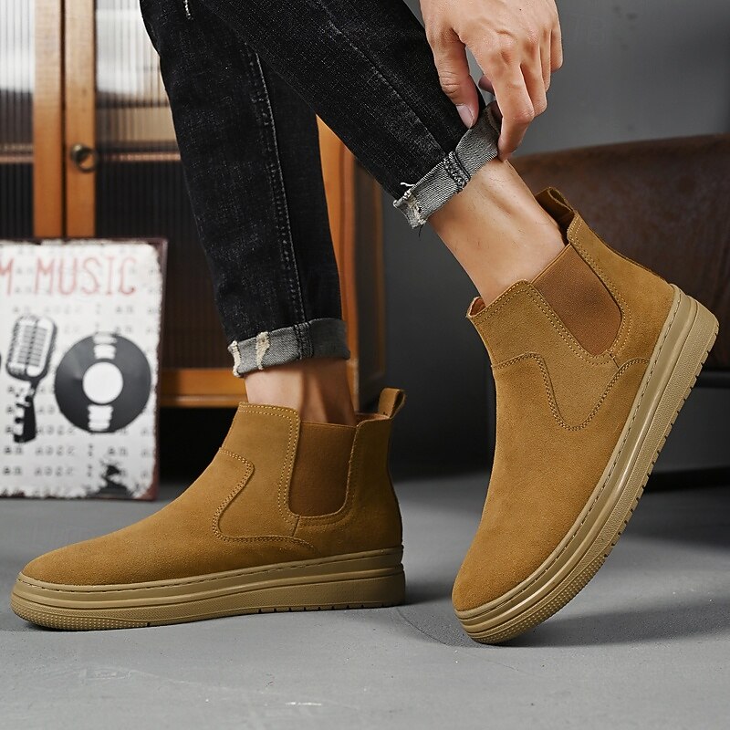 Men's Tan Chelsea Boots – Simple Slip-On Design with Modern Style for Office, Casual Gatherings and Everyday Comfort3
