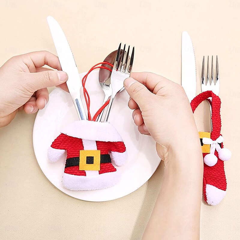 3 Set Christmas Decorations Table Decorations/ Christmas Knife and Fork Covers Red Christmas Snowman Pants Xmas Party Dinner Novelty Decorations Best for Thanksgiving Day/Christmas3