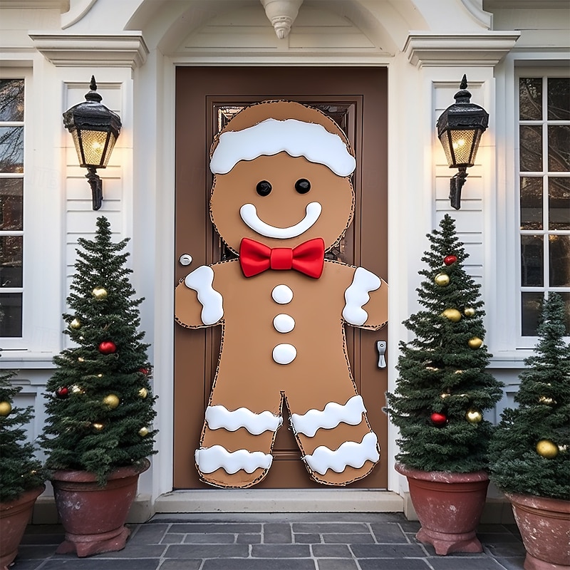 Christmas Posters Door Cover Outdoor Banners Gingerbread Man Cute 3D Party Dorm Teens Room College Dorm Guys Man Cave Frat Bedroom Shooting Backgrounds Home Decor