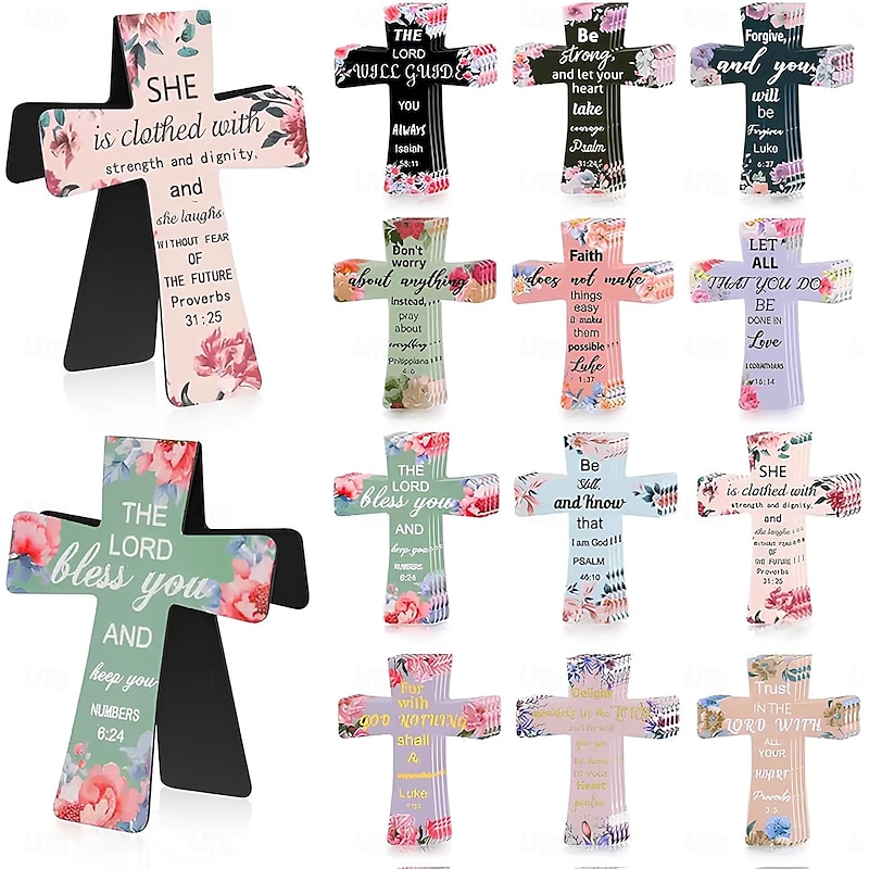 12/16/24PCS Magnetic Cross Bookmarks Gifts, Christian Magnetic Bookmarks for Women, Magnetic Bible Verse Book Marks with Inspiration Sayings, for Bible Study, Readers, Teachers, Students