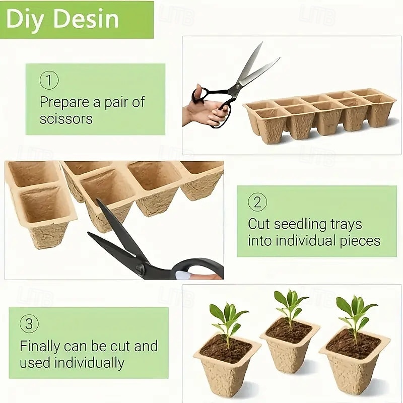 50/100 Pcs Seedling Starter Trays Biodegradable Nursery Pots for Tree Seedlings, Succulents, Cuttings, Microgreens, Orchids – Bulk Plant Germination Cups2