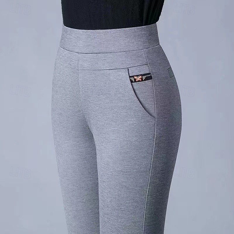 Women's Lounge Fleece Pants Straight Leg Pants with Pockets Windproof Warm High Waist Gym Outdoor Running Bottoms Solid Color Grey Sports Activewear Tight Fit2
