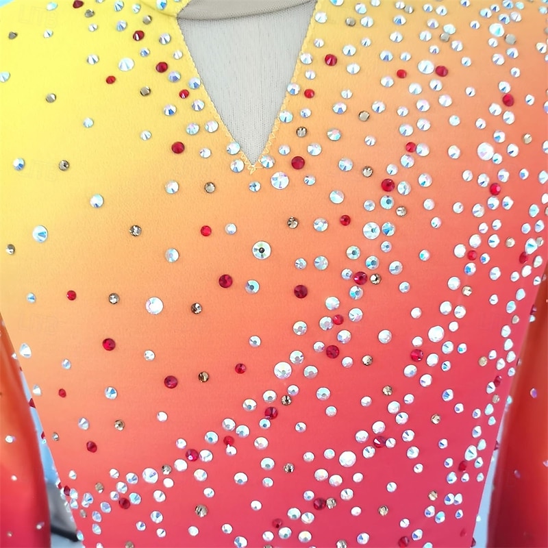 Boys' Green Gradient Figure Skating Dress Adult Gymnastics Performance Customized Competition Dress4