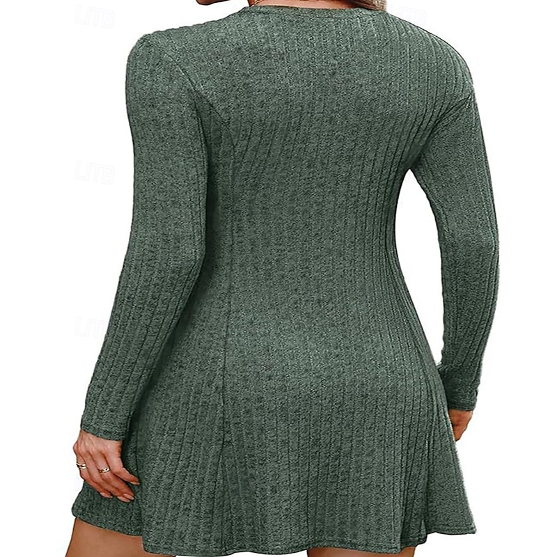Women's Mini Dress Sweater Dress Fashion Modern Vacation Daily Going out Regular Fit Striped Long Sleeve Crew Neck Black Wine Blue Green Spring Fall2