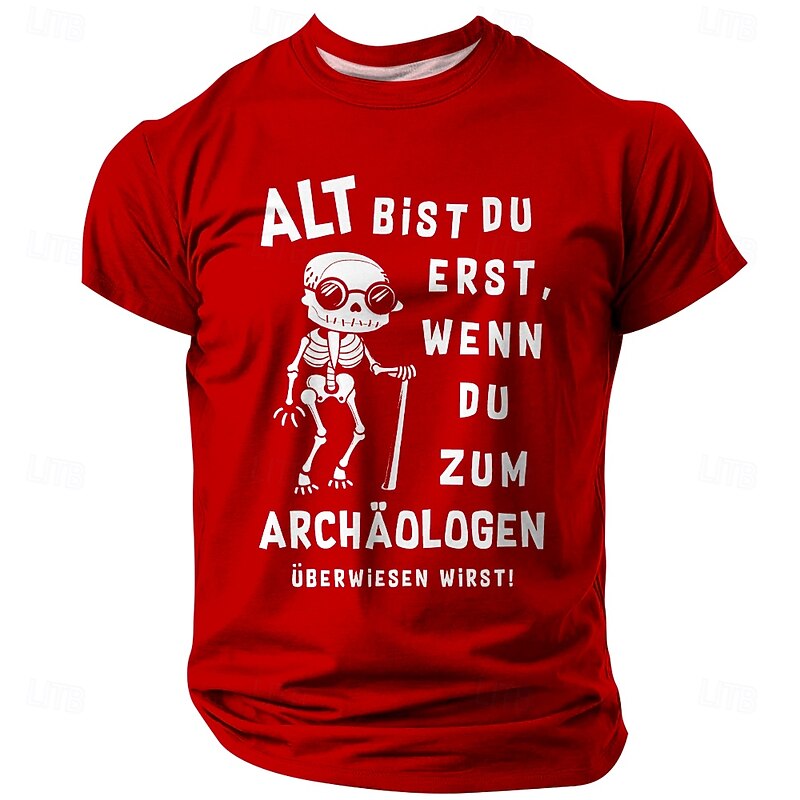 Men's Old People Funny Slang German T Shirt Short Sleeve T shirt 3D Print Crew Neck Shirt Fashion Daily Street Daily Black Red Blue Summer Spring Clothing Apparel S M L XL XXL XXXL