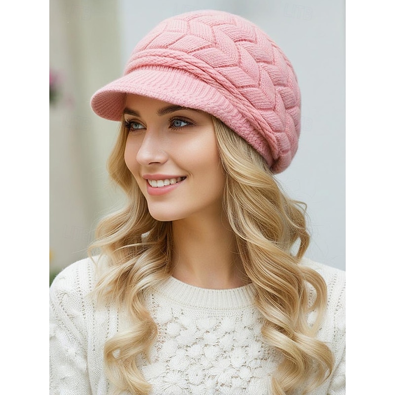 Women's Warm Knit Beret Hat - Soft Cable Knit, Stylish & Cozy, Perfect for Christmas and Winter Fashion, Available in Multiple Colors3