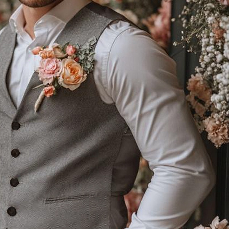 Men's Wedding Business Party Suits Notch Lapel Gray Fashion Formal Solid Colored Slim Fit 2 Piece3