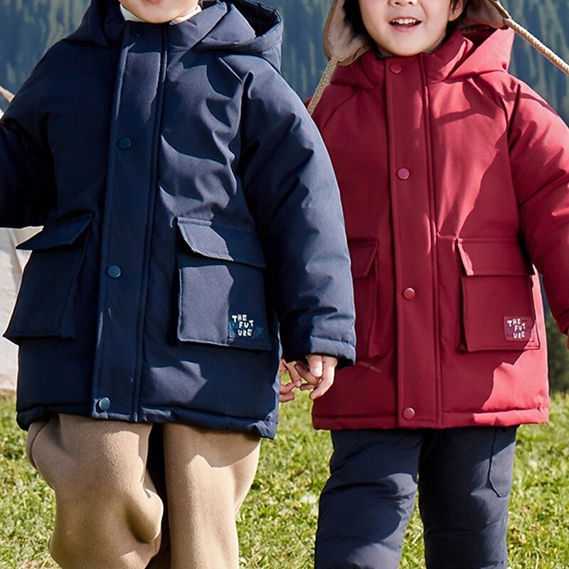 Kids Boys' Fleece Jacket Hiking Jacket Outdoor Jacket Outerwear Solid Color Long Sleeve Zipper Pocket Comfort Waterproof Windproof Coat Outdoor Fashion Daily Red Blue Spring Fall 4 years+3