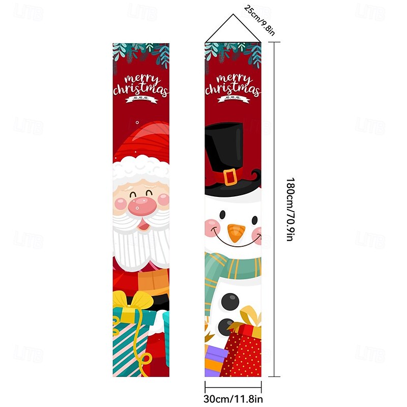New Christmas Hanging Flag, Snowman Door Curtain, Santa Claus Holiday Decoration, Courtyard Party Banner and Door Couplets4