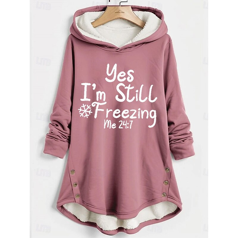 Women's Pullover Hoodie Sweatshirt Graphic Santa Claus Letter Warm Casual Fuzzy Long Sleeve Hooded Long Tops Casual Sports Holiday Print Pink Blue Gray Fall Winter