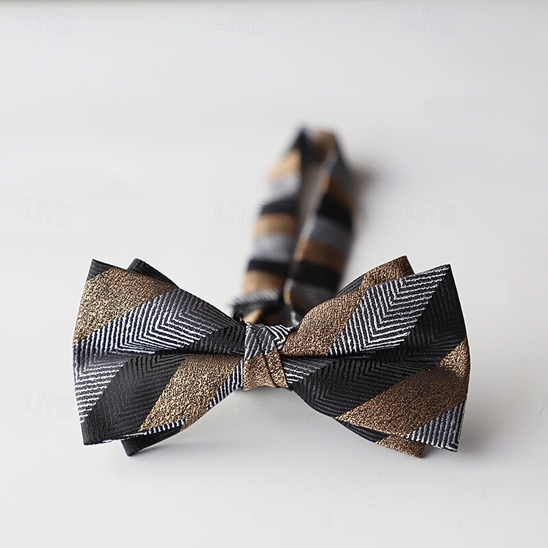 Men's Bow Tie Modern Contemporary Stripe Wedding Party Daily Wear3