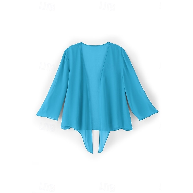 Women's Silk Undercover Topper Effortless Style Tied Over Dress Tee Tank 3/4 Sleeves Casual Wear2