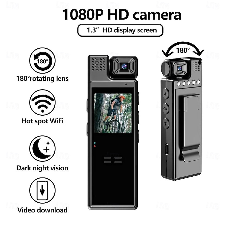 Action Camera Portable Recording Image and Video Function WiFi Mini 1.3 inch 2.0MP CMOS 1080p 32 GB Street