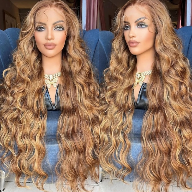 Remy Human Hair 5x5 Closure 13x4 Lace Front Wig Free Part Brazilian Hair Natural Wave Multi-color Wig 150% 180% Density with Baby Hair Highlighted / Balayage Hair 100% Virgin Glueless Pre-Plucked For