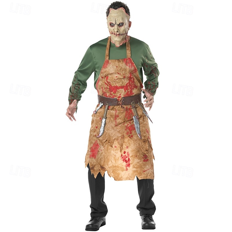 Butcher Leatherface Halloween Cosplay Costume Mask Halloween Horror Scary Horror Adults' Men's Halloween Carnival Performance Party Easy Halloween Costumes Dress Up