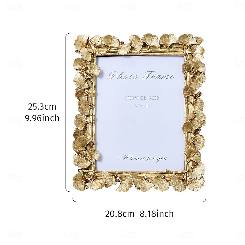 Vintage Gold Ginkgo Leaf Decorative Photo Frame, Dual Orientation Picture Frame with Random Insert Paper for Home Décor and Photo Display4