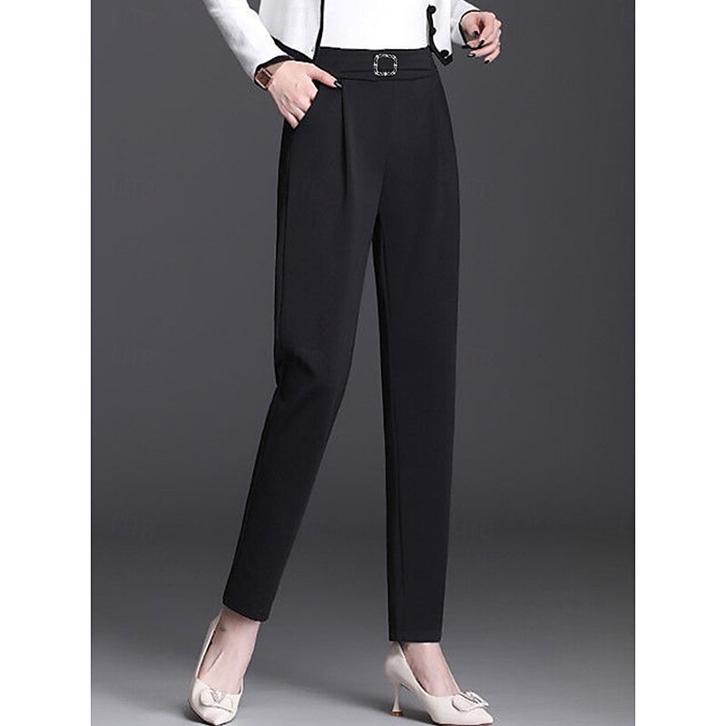 Women's Dress Pants Work Skinny Pants Trousers Full Length Pocket High Cut Micro-elastic High Waist Fashion Streetwear Office Black S M Winter Autumn Fall3