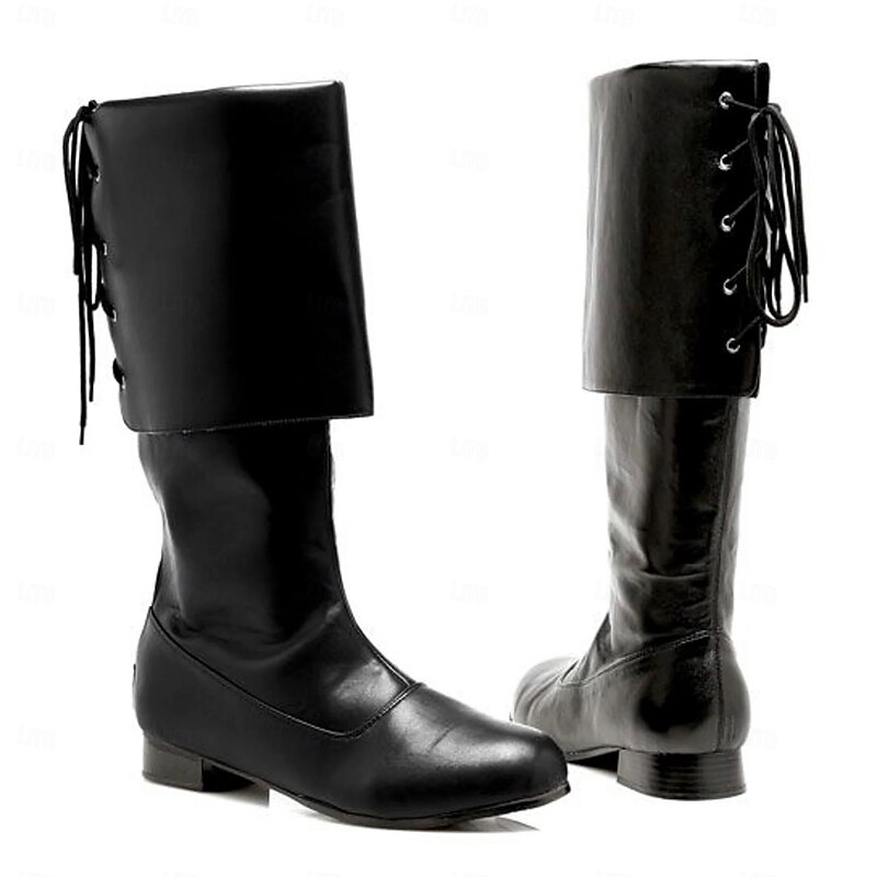 Medieval Renaissance Shoes Knee High Boots Flat Jazz Boots Pirate Viking Crusader Fancy Dress Men's Unisex Celtic Pirate Halloween Masquerade Performance Event / Party LARP Adults' Shoes