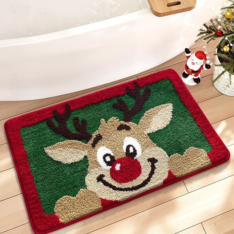 Christmas Holiday Area Rug, Bathroom and Bedroom Absorbent Floor Mat, Thick Non-Slip Bath Rug, Ready Stock2