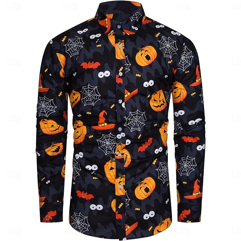 Halloween Pumpkin Blouse / Shirt Button Down Shirt Print For Men's Adults' Halloween Carnival Masquerade 3D Print Party Halloween2