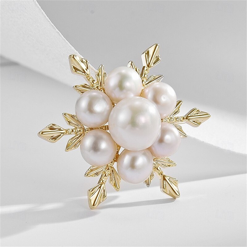 Brooches Classic Retro Geometrical Snowflake Elegant Fashion Personalized Simple Brooch Jewelry Silver Gold For Wedding Party Gift Engagement Prom Festival3