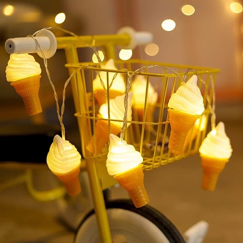 Ice Cream 3D Lamp Fairy String Lights Garland LED String Lights Outdoor Children's Party Decoration Bedroom3