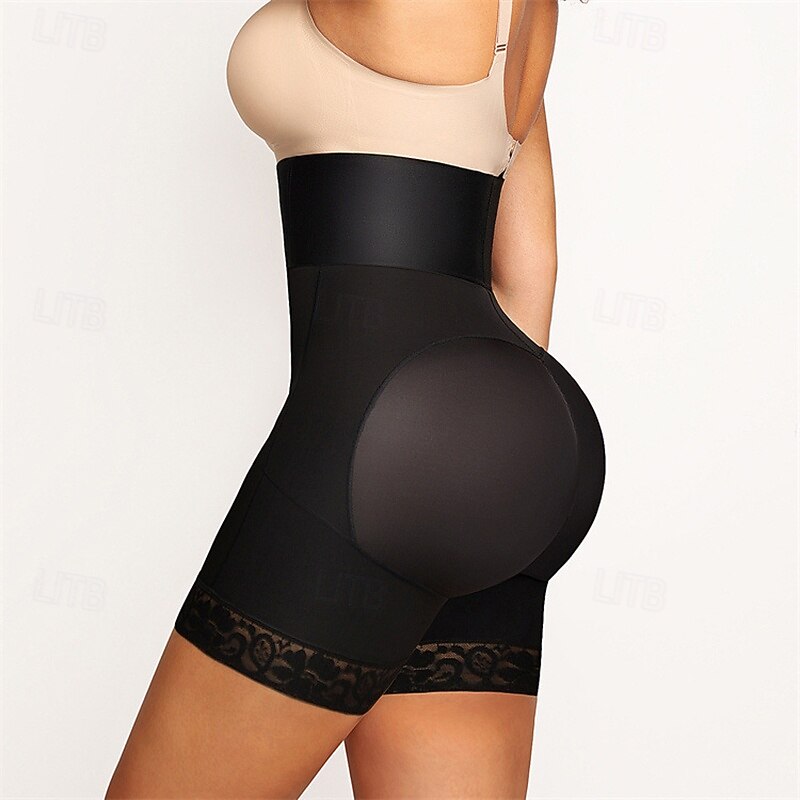 Women Plain Butt Lifting Breathable Tummy Control Lace Body Shaper For Gym Exercise & Fitness3