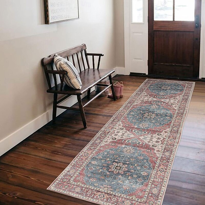 Runner Rugs Moroccan Style Faux Cashmere Hallway Carpet, Non-Slip Soft Washable Floor Mat, Long Runner Rug for Entryway, Bedroom, Living Room, Kitchen4