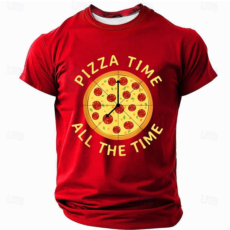 Men's Pizza Funny Slang T Shirt Short Sleeve T shirt 3D Print Crew Neck Shirt Fashion Daily Street Daily Black Red Blue Summer Spring Clothing Apparel S M L XL XXL XXXL