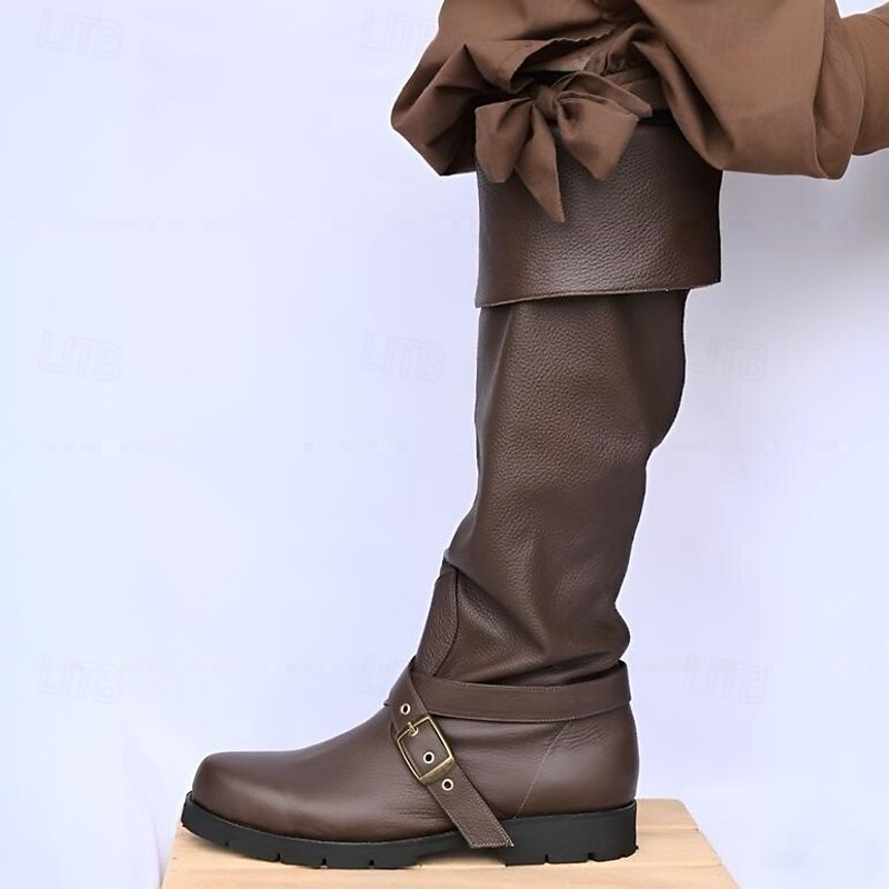 Retro Vintage Medieval Renaissance Boot Covers Pirate Viking Crusader Fancy Dress Men's Pirate Steampunk Halloween Masquerade LARP Adults' Shoe Cover2