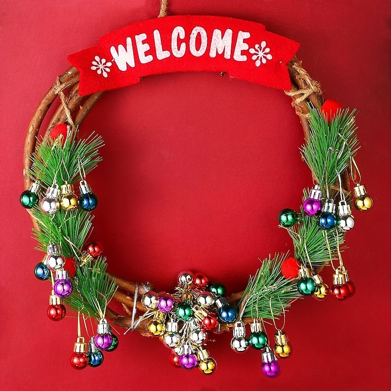 50pcs Mini Christmas Balls with Golden Ribbons Colorful Round Xmas Tree Ornaments Plastic Hanging Pendants for Small Trees Ideal for Tree & Party Decor, Festive Holiday Decoration3