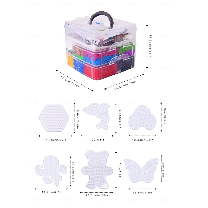 9600pcs 5mm 18 Colors Fuse Beads Kit with Storage Box, Home School Arts and Crafts Supplies for Kids, Toys Set, Art Decorations for Room, Gifts for Girls and Boys Age 5+3