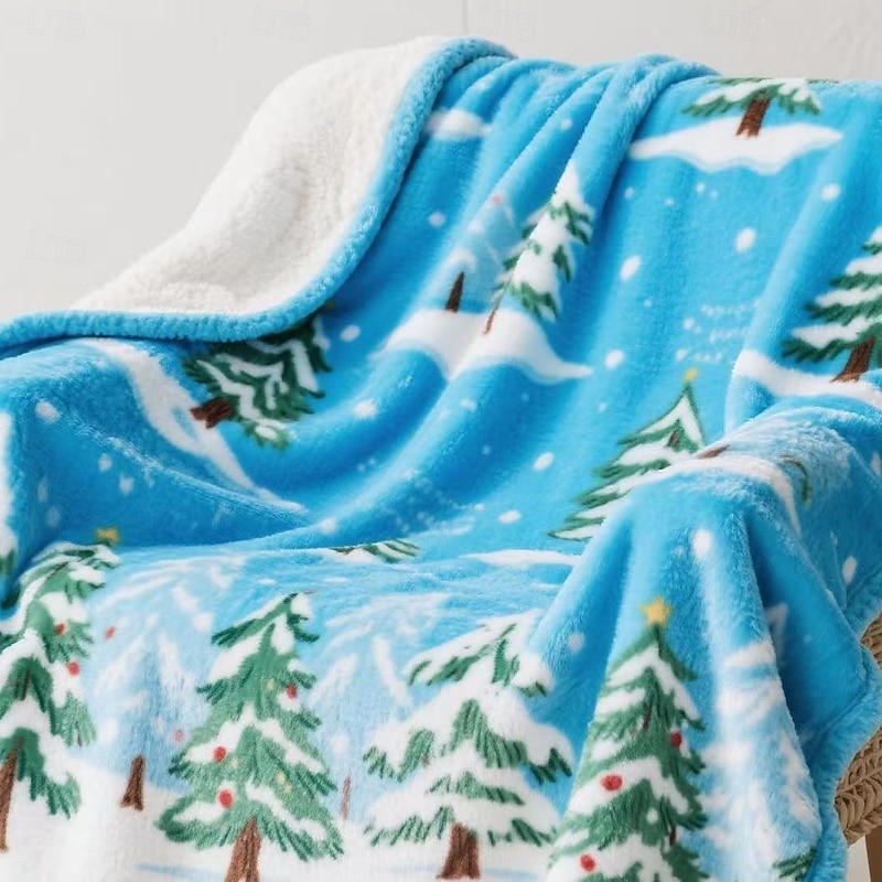Christmas Decorative Blanket, Holiday Tapestry Throw Blanket, Festive Atmosphere Sofa Cover, Wall Hanging Blanket, Cozy Nap Blanket for Home Decor2